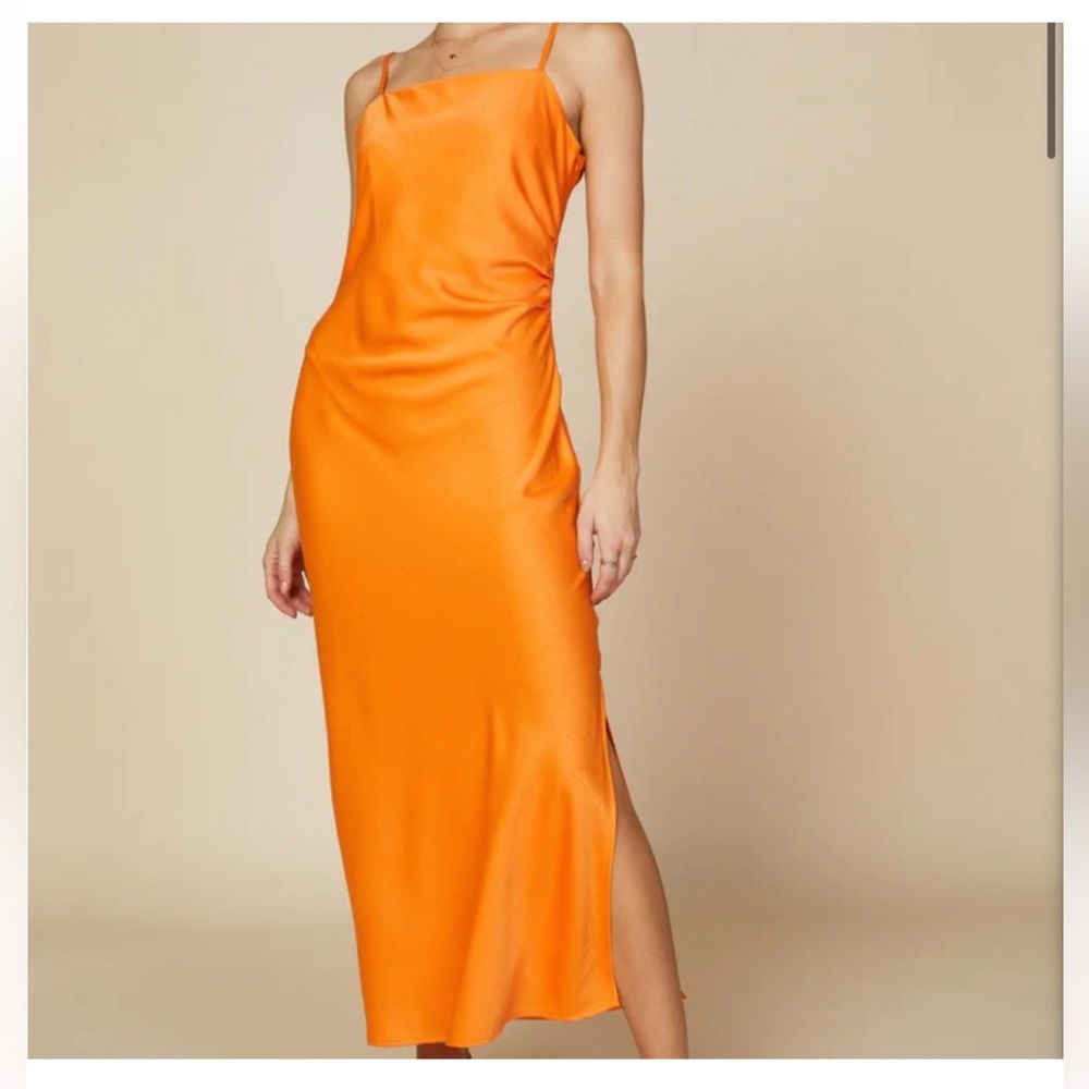 Skies are blue sleeveless spaghetti strap side slit midi dress size Large
